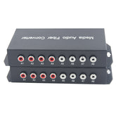 Bidirectional 4 Port Audio Fiber Converters A Set,Unbalanced Analog RCA Audio Extender Over Fiber,SC Singlmode Single Fiber Up 20Km Multimode 500m For Broadcasting TV and telephone conference More